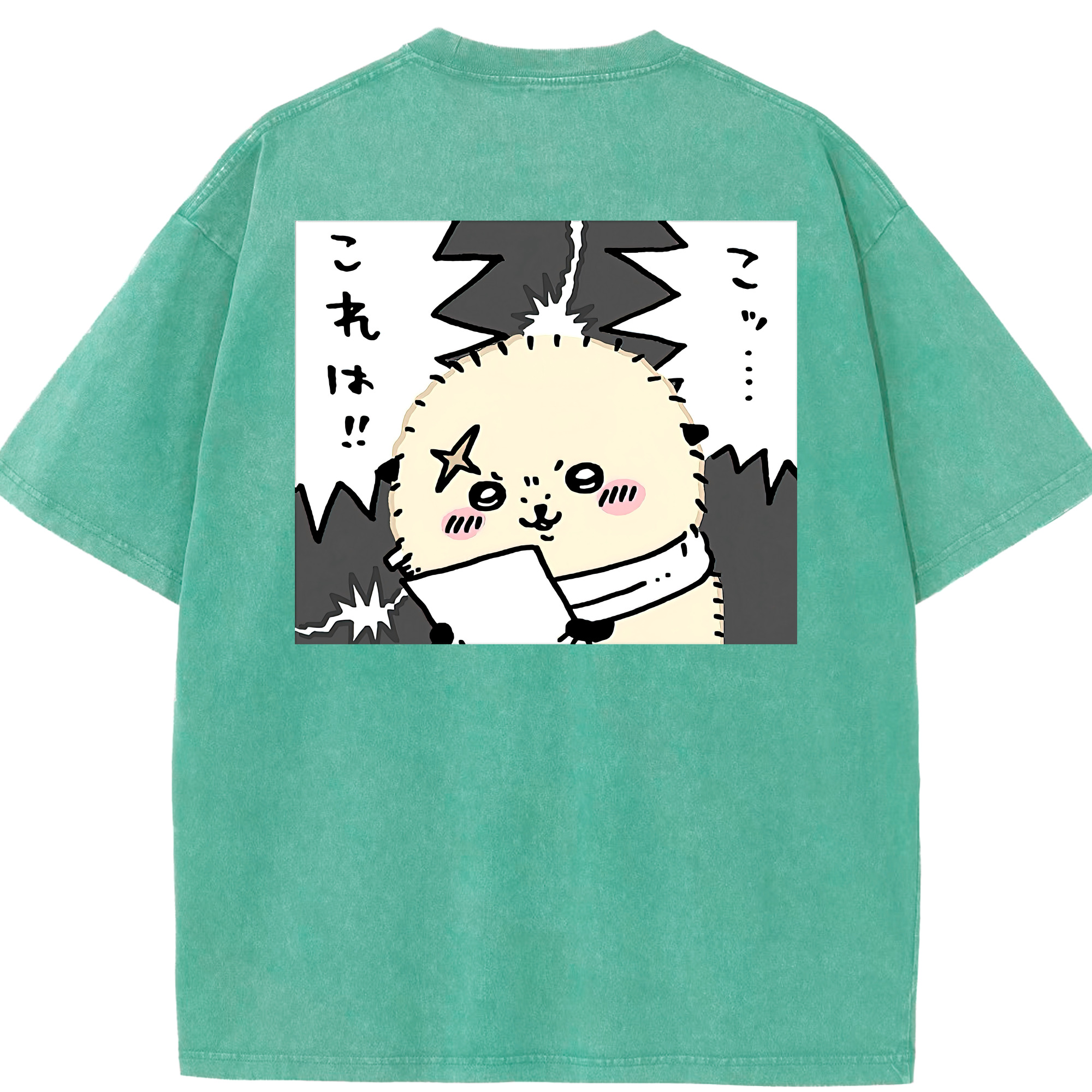 （画像用） ちいかわ ラッコ Chii-kawa Sea otter 綿100% ヴィンテージ風 半袖Tシャツ（背面プリント）